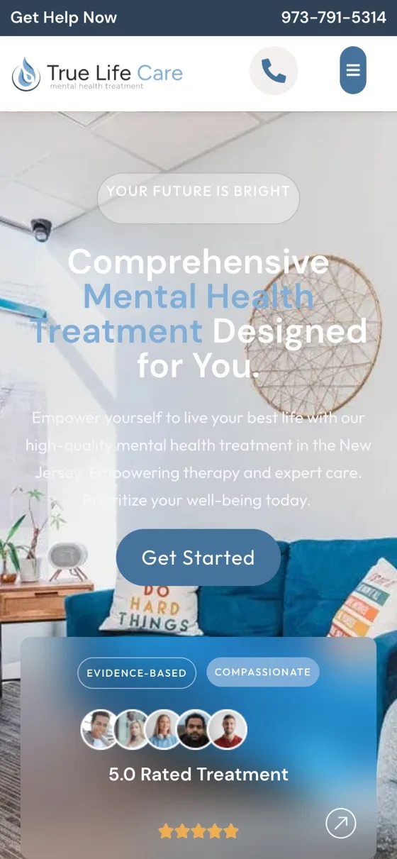 True Life Care website shown on a phone